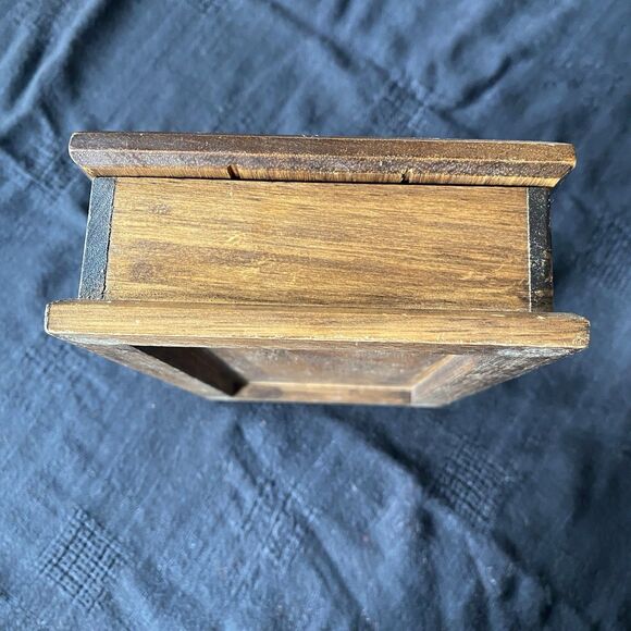 Vintage 70’s Wooden Trinket Jewelry Box. Corduroy Lining. Hinged Lid. 8” x 5” - Picture 6 of 13